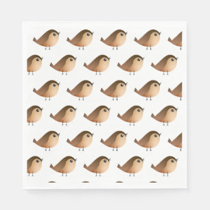 Serviette En Papier Dessin animé d'oiseau moineau mignon