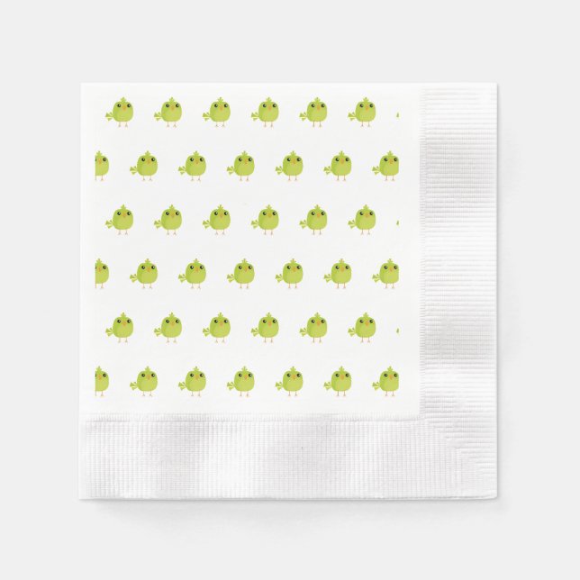 Serviette En Papier Dessin animé d'oiseau vert   (Devant)