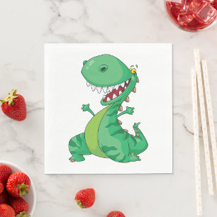 Serviette En Papier Dessin animé drôle de dinosaure T-Rex rugissant