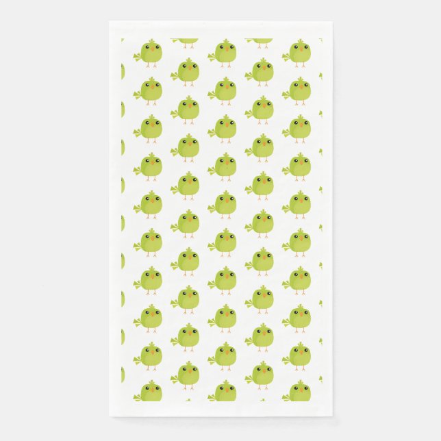 Serviette En Papier Dessin Animé Oiseau Vert (Devant)