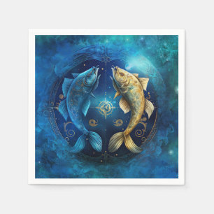 Serviette En Papier Dessin aquarelle du signe astrologique Poissons