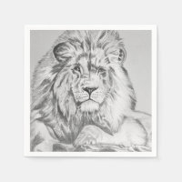 Dessin au crayon original Dessin d'un lion