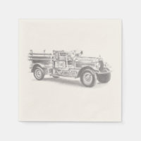 dessin au crayon vintage pour camion à feu