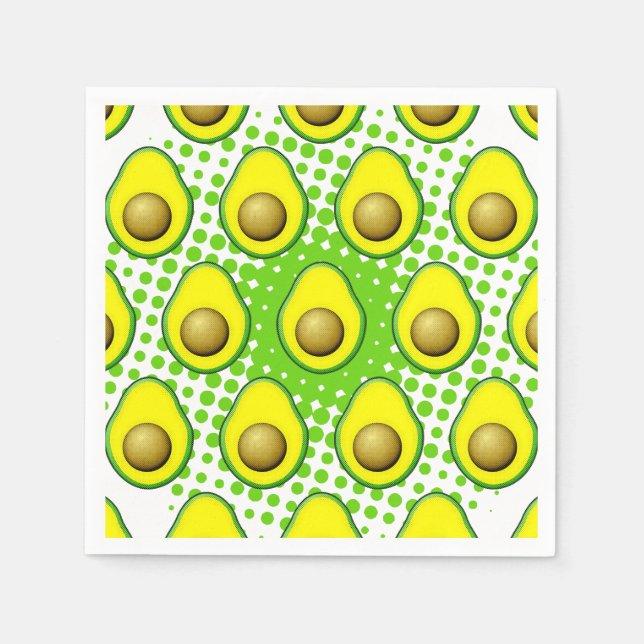 Serviette En Papier Dessin Avocado de style vintage (Devant)