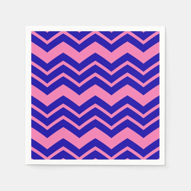 Serviette En Papier Dessin chevron zigzag rose bleu (Devant)