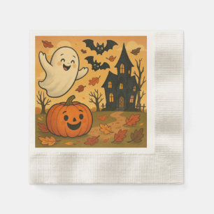 Serviette En Papier Dessin citrouille du fantôme d'Halloween/automne m