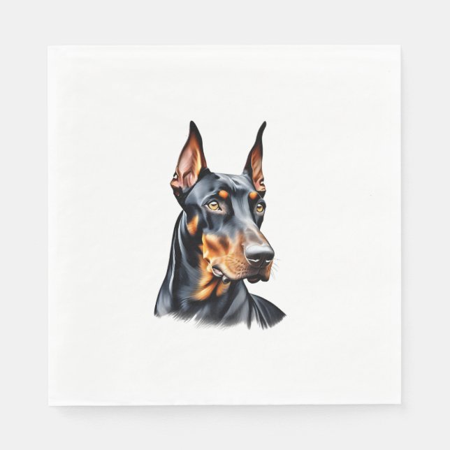 Serviette En Papier Dessin crayon couleur d'un Doberman Pinscher. Esse (Devant)