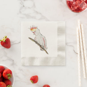 Serviette En Papier Dessin d'aquarelle d'un perroquet de cacatoès