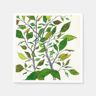 Serviette En Papier Dessin d'arbre au crayon de couleur de plante de F