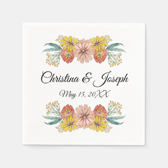 Serviette En Papier Dessin d'art de Zinnia - Couronne de texte personn (Devant)