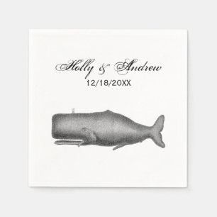 Serviette En Papier Dessin de baleine d'époque du XIXe siècle