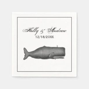 Serviette En Papier Dessin de baleine du XIXe siècle de style vintage 