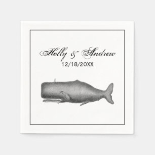 Serviette En Papier Dessin de baleine vintage du XIXe siècle