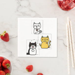 Serviette En Papier Dessin de chat