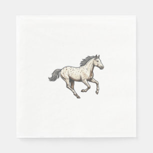 Serviette En Papier Dessin de cheval Appaloosa courant gravé vintage_1