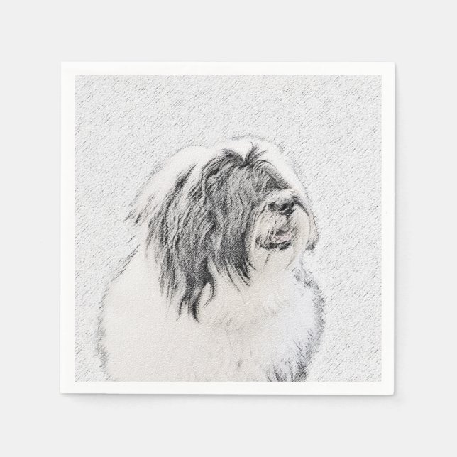 Serviette En Papier Dessin de collie à oreilles - Joli art original de (Devant)