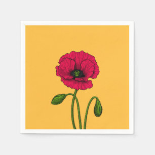 Serviette En Papier Dessin de coquelicot rouge