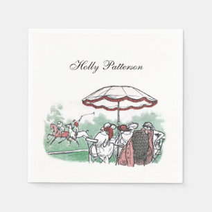 Serviette En Papier Dessin de dîner de dames de match de polo stylisé
