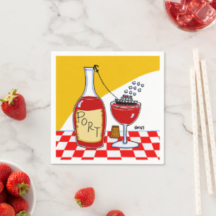 Serviette En Papier Dessin de fête de dégustation de vin de Port amu