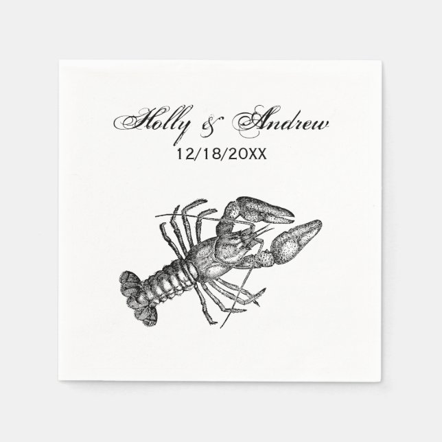 Serviette En Papier Dessin de homard vintage #1 (Devant)