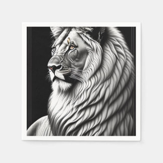 Serviette En Papier Dessin de lion peinture