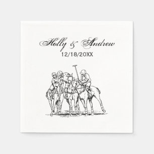 Serviette En Papier Dessin de match de polo stylisé vintage #1 Noir