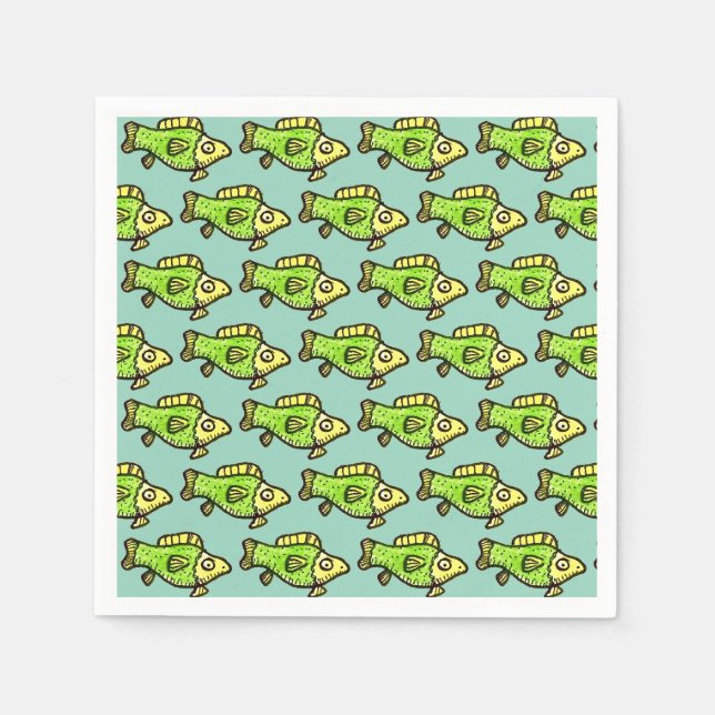Serviette En Papier Dessin de poisson vert de dessin animé drôle (Devant)