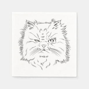 Serviette En Papier Dessin de tête d'un chat perse