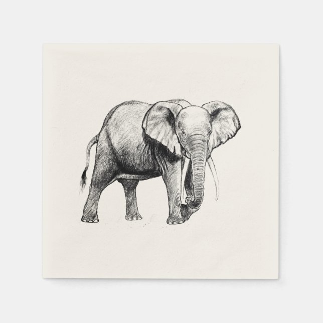Serviette En Papier Dessin d'éléphant africain (Devant)