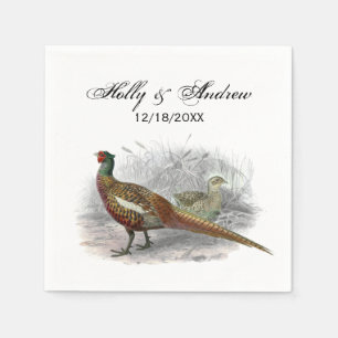 Serviette En Papier Dessin d'oiseau de gibier Faisan vintage Couleur #