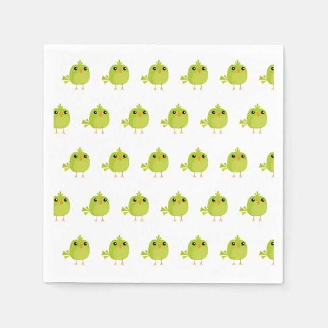 Serviette En Papier Dessin d'oiseau vert (Devant)