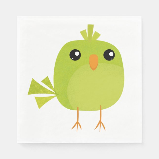 Serviette En Papier Dessin d'oiseau vert (Devant)