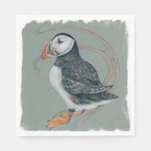 Serviette En Papier Dessin d'Oiseaux de Puffin de l'Atlantique