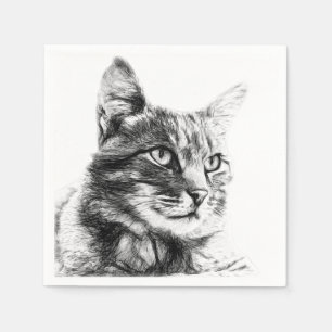 Serviette En Papier Dessin d'un chat