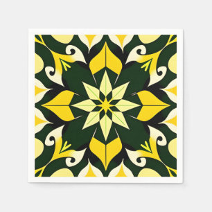 Serviette En Papier Dessin floral géométrique vibrant