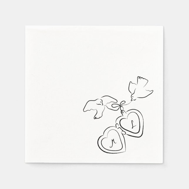 Serviette En Papier Dessin Mariage Dessin Personnalisé Cocktail Servie (Devant)