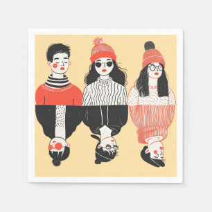 Serviette En Papier Dessin moderne simple des jeunes cool