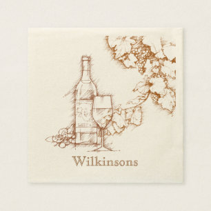 Serviette En Papier Dessin orienté de vin