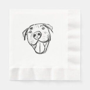 Serviette En Papier dessin pitbull simple amoureux des chiens noir bla