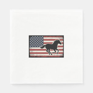Serviette En Papier Dessin vectoriel de cheval vintage avec drapeau am
