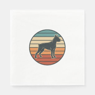 Serviette En Papier Dessin vectoriel de gravure de chien Boxer vintage