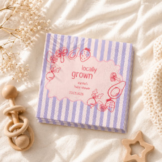 Serviette En Papier Dessiné localement Marché de producteurs Rose