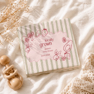 Serviette En Papier Dessiné localement Marché de producteurs Rose