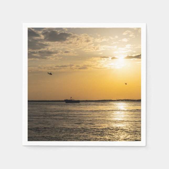 Serviette En Papier Destin Sunset And Helicopters Paper Napkins (Devant)