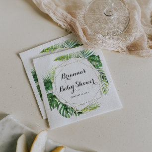 Serviette En Papier Destination géométrique Baby shower vert tropical