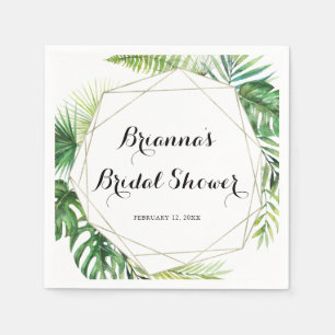 Serviette En Papier Destination géométrique Fête des mariées verte tro