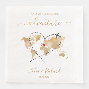 Serviette En Papier Destination Mariage Gold World Affiche de bienvenu