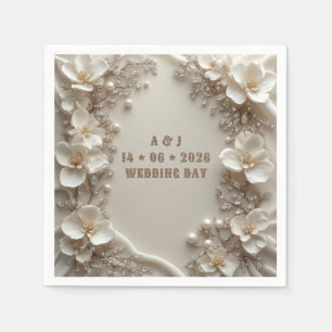 Serviette En Papier Détails botaniques de mariage floral or champagne