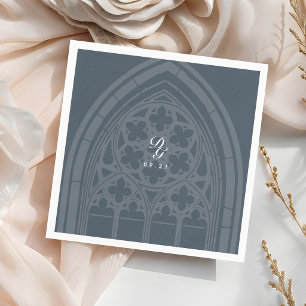 Serviette En Papier Détails de mariage bleu orion gothique classique é