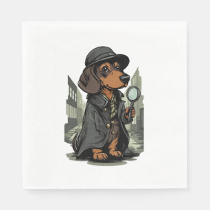 Serviette En Papier Détective Dachshund - Chien de résolution de mystè